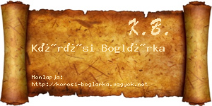 Kőrösi Boglárka névjegykártya